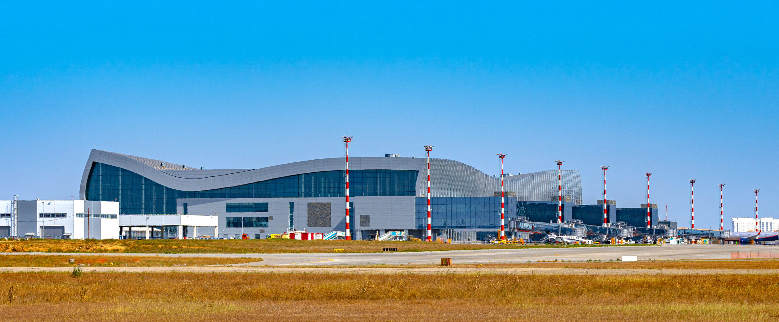 Airport terminal with a metal roof