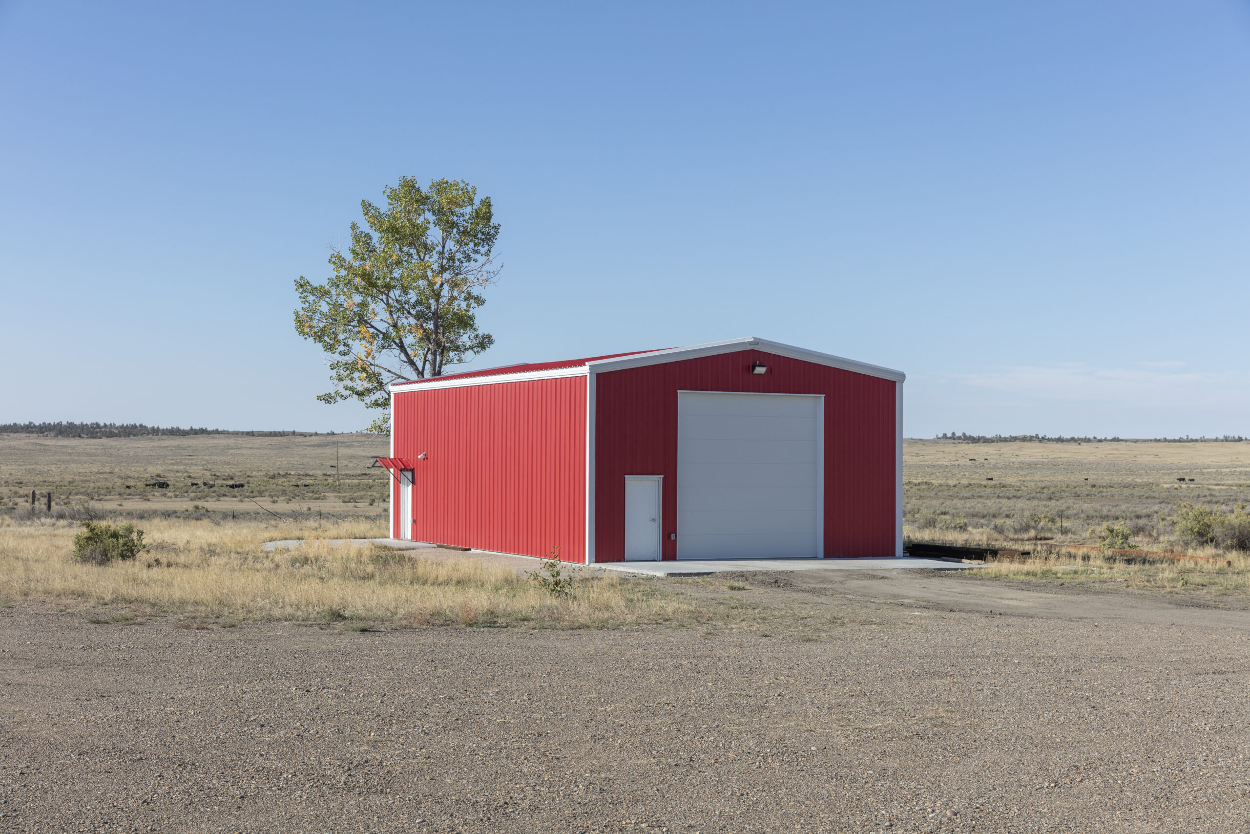 Red metal barn